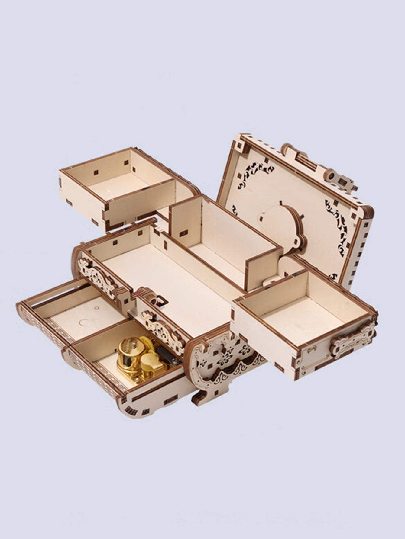 Music Park 3D Wooden Puzzle Music Box Kit Antique Jewel Box DIY Home Decoration Model Birthday or Christmas Gifts