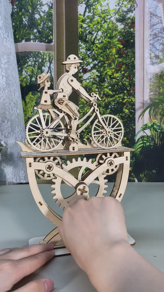 Music Park 3D Wooden Puzzle Father and Daughter Diy Handmade Bicycle Assembly Model Kits  Creative Decoration