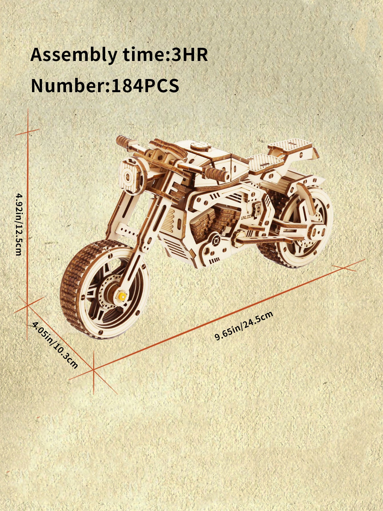 Music Park 3D Wooden Puzzle Motorcycle Model Kits To Build Wooden Construction Handmade Craft Unique Gift Christmas