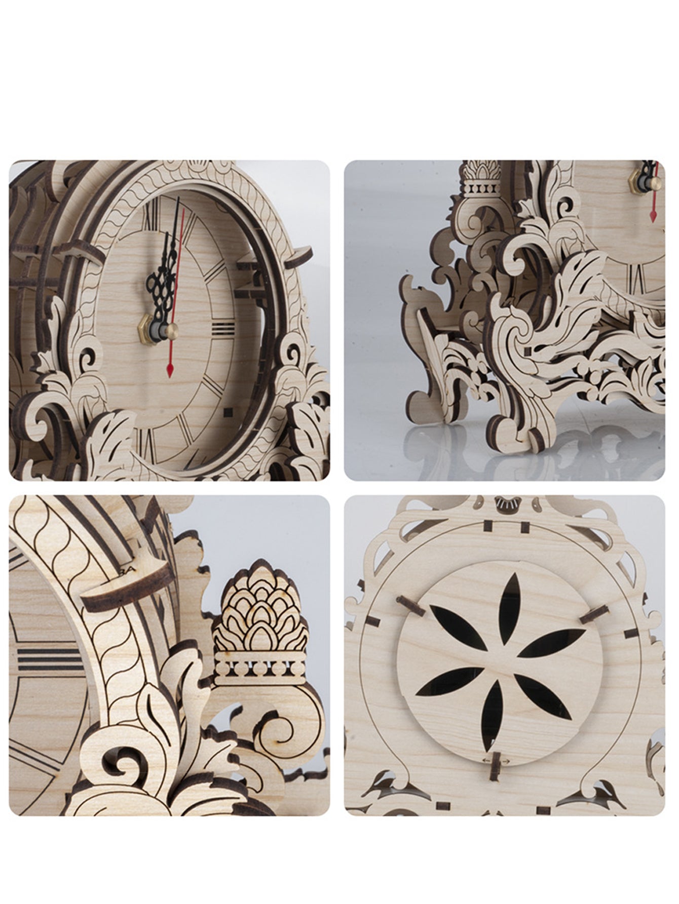 Music Park 3D Wooden Puzzle Clock Model Building Kits Desktop Clock DIY Architectural Building Blocks Creative Gift Home Decor for Family