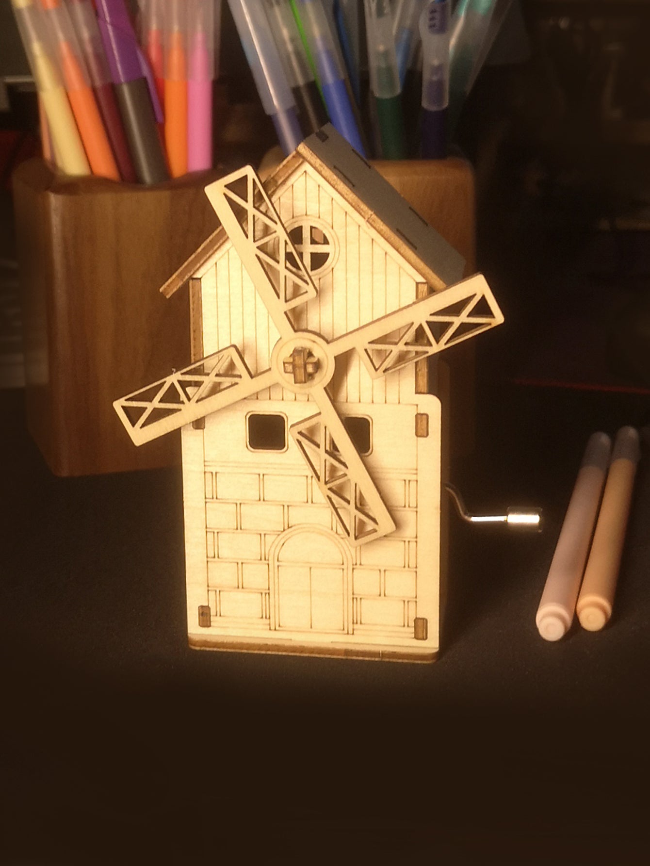 Music Park 3d wooden puzzle Hand Windmill music box You are my sunshine Handmade Assembly Model kit Holidays birthdays Christmas gifts