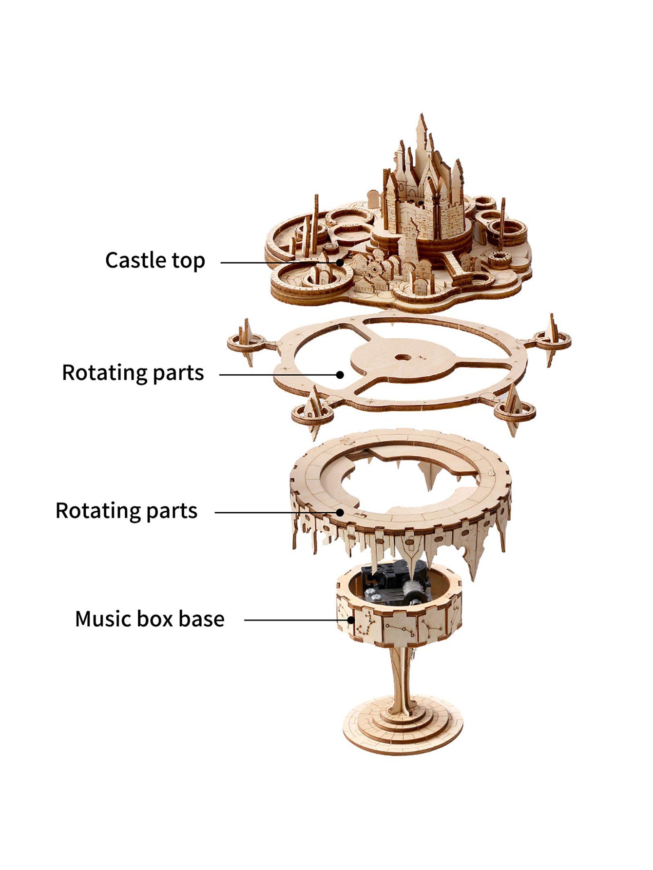 Music Park 3D Wooden Puzzles Music Box kits You are My Sunshine Castle Building Model DIY Crafts Birthday Gift for Girls or Women Age 14+