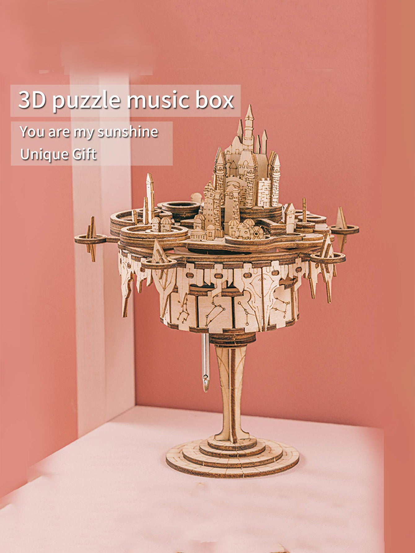 Music Park 3D Wooden Puzzles Music Box kits You are My Sunshine Castle Building Model DIY Crafts Birthday Gift for Girls or Women Age 14+