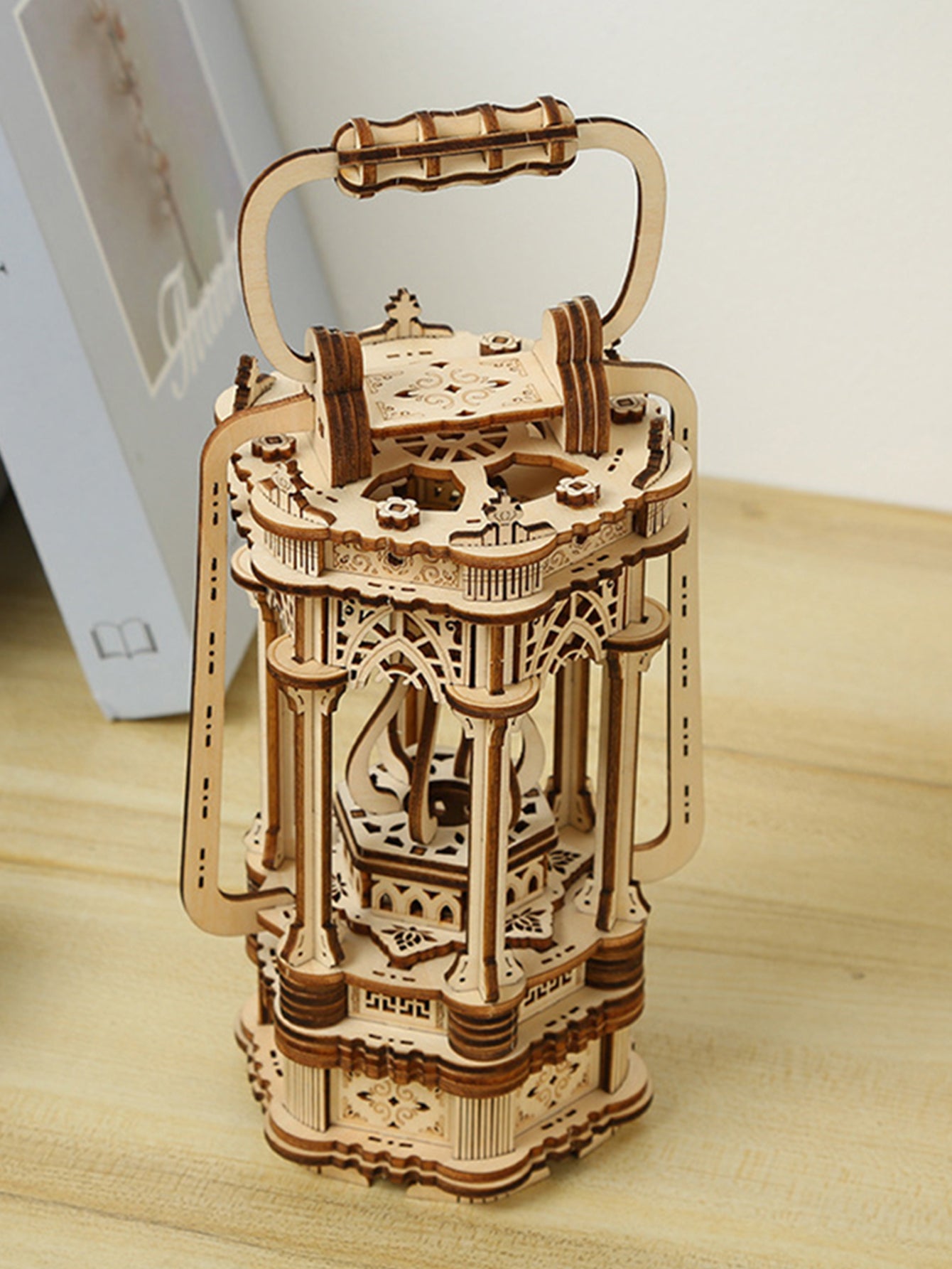 Music Park 3D Wooden Puzzles DIY Rotating Vintage LED Lantern Hands-on Activity Desk Decor Gifts for Teens