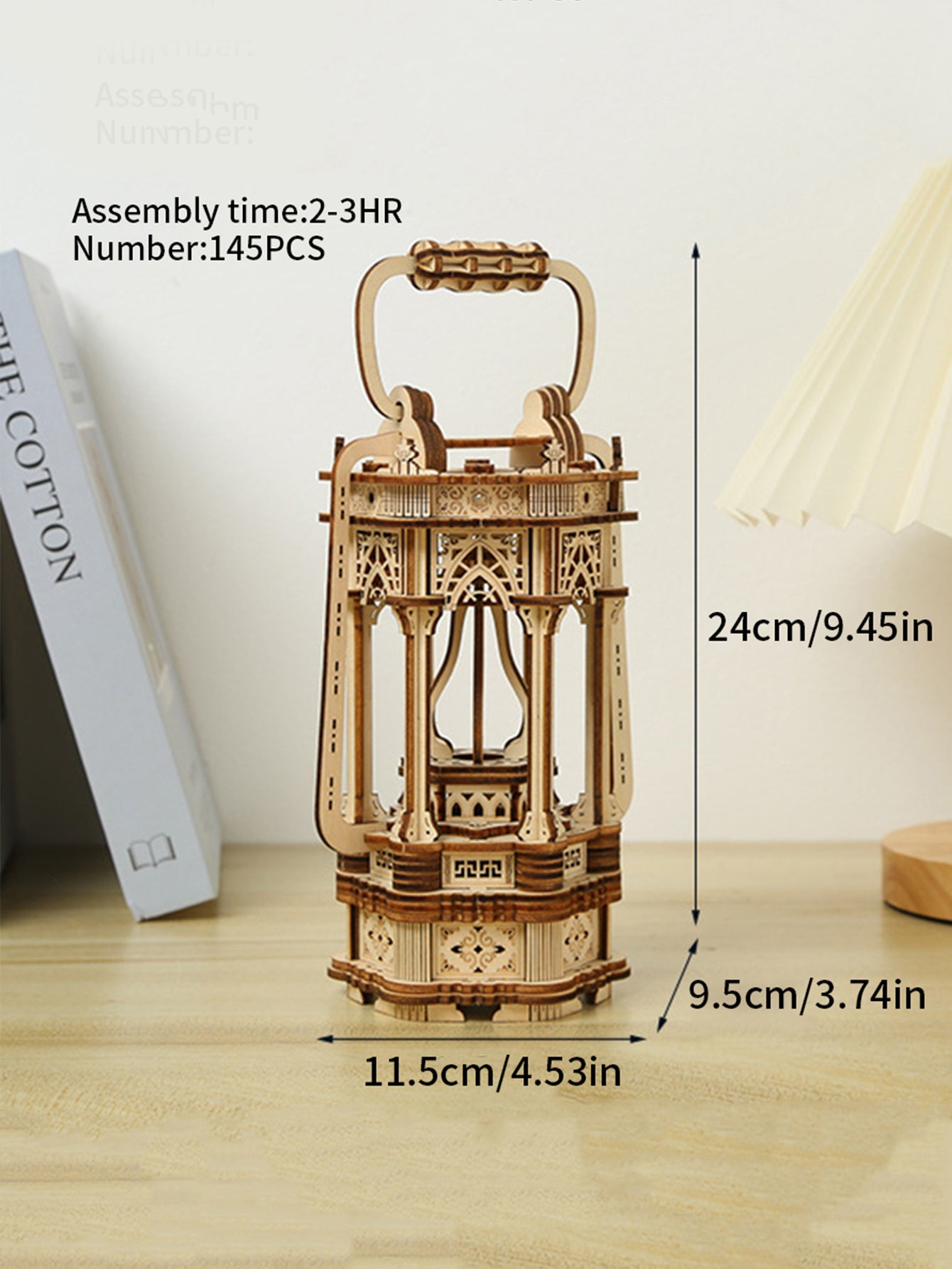 Music Park 3D Wooden Puzzles DIY Rotating Vintage LED Lantern Hands-on Activity Desk Decor Gifts for Teens