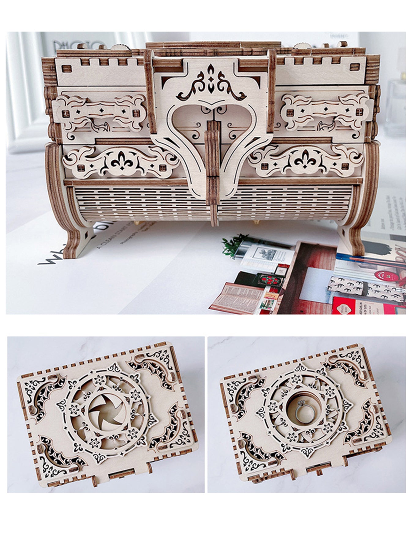 Music Park 3D Wooden Puzzle Music Box Kit Antique Jewel Box DIY Home Decoration Model Birthday or Christmas Gifts