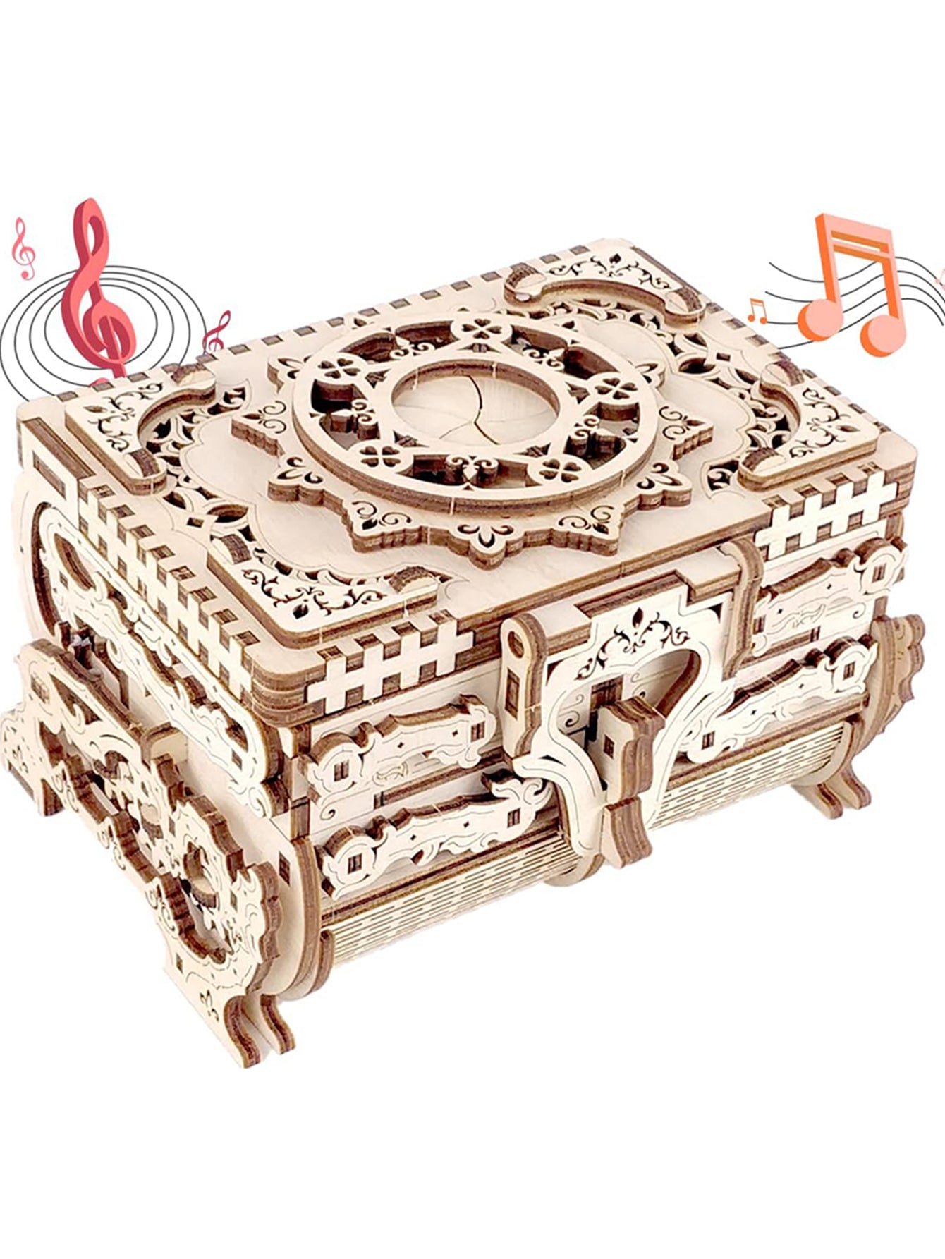 Music Park 3D Wooden Puzzle Music Box Kit Antique Jewel Box DIY Home Decoration Model Birthday or Christmas Gifts