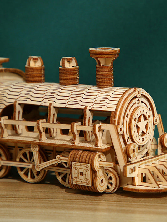 Music Park 3D Wooden Puzzle Mechanical Train Model Kits Brain Teaser Puzzles Vehicle Building Kits Unique Gift on Birthday Christmas Day